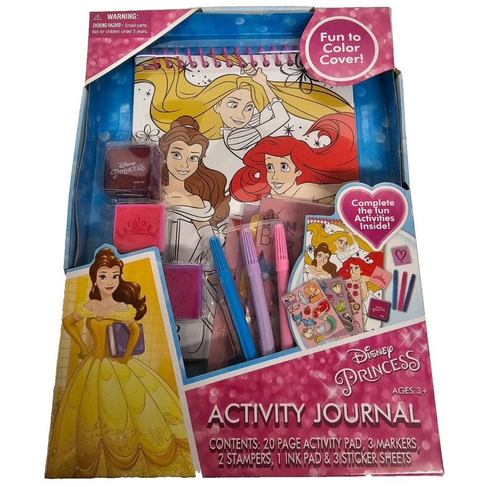 Disney Princess Activity Journal Pad markers ink stickers Ariel Belle Rapunzel